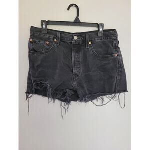 Levi's Women's 501 Button Fly Black Fray Shorts size‎ 31 #P2